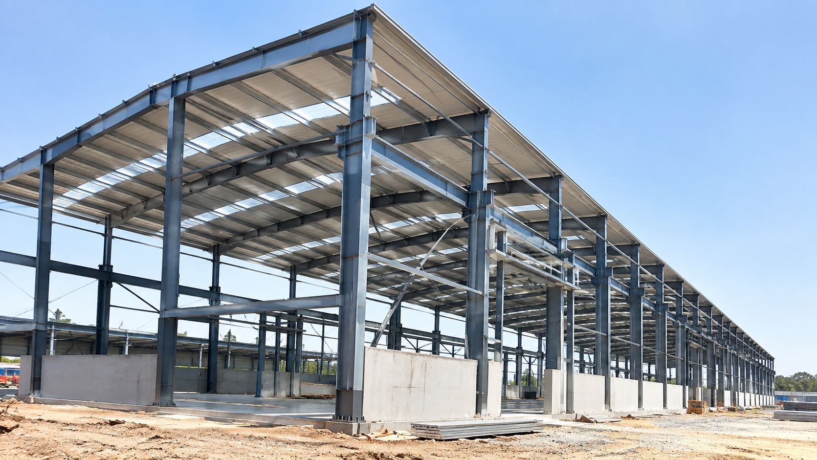 Illustrative Pre-Engineered Building fabrication and steel structure erection process