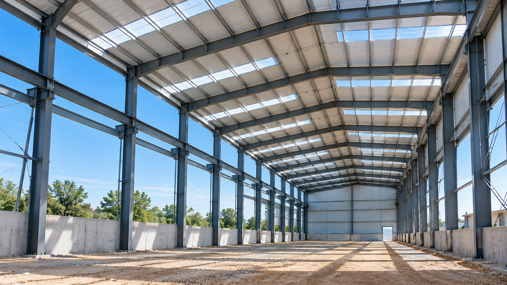Illustrative interior view of a Pre-Engineered Building steel structure