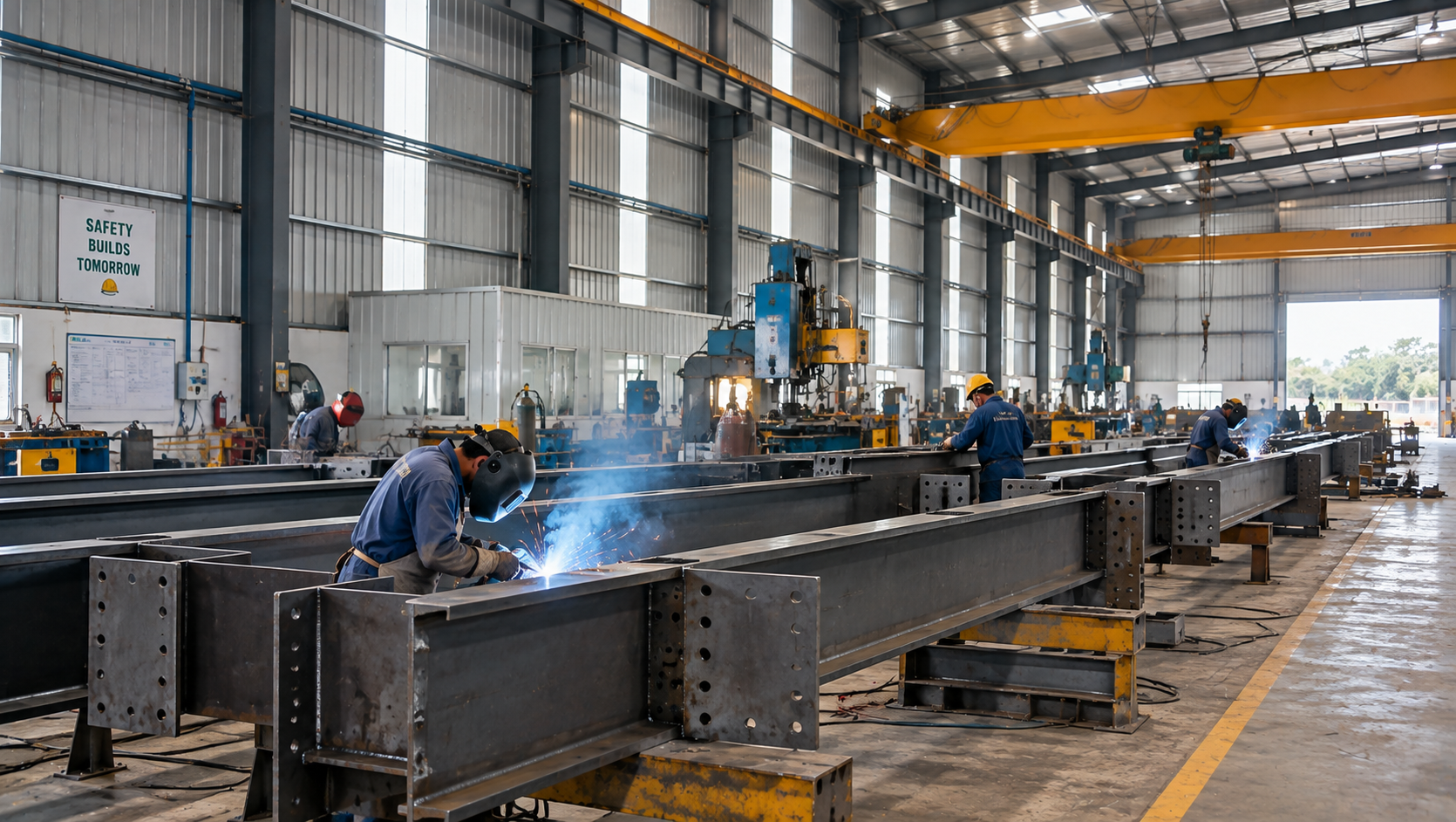 Illustrative structural steel fabrication for an industrial building