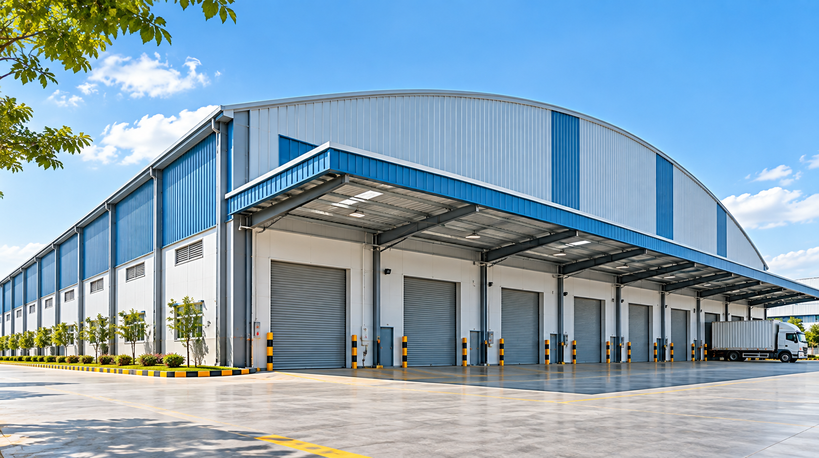 Pre-Engineered industrial building representing a PEB Trussless Roofing application