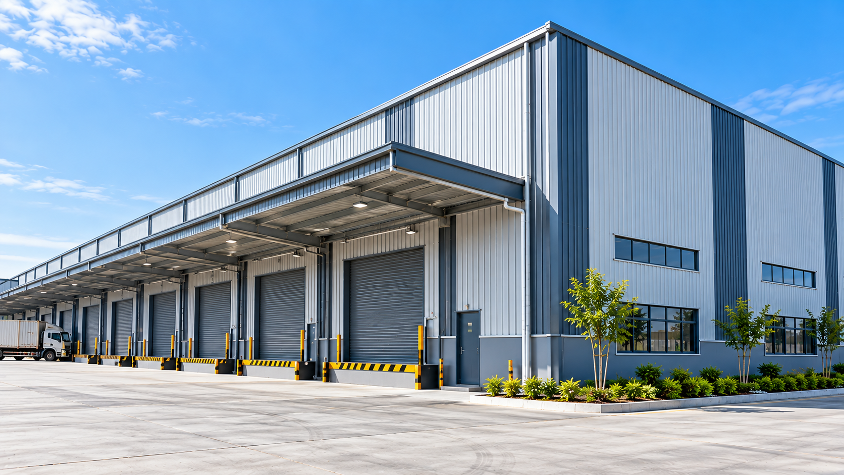 Illustrative Pre-Engineered Warehouse Building for industrial storage