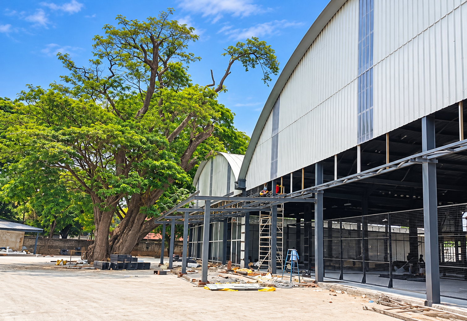 Pre-engineered steel building for industrial applications