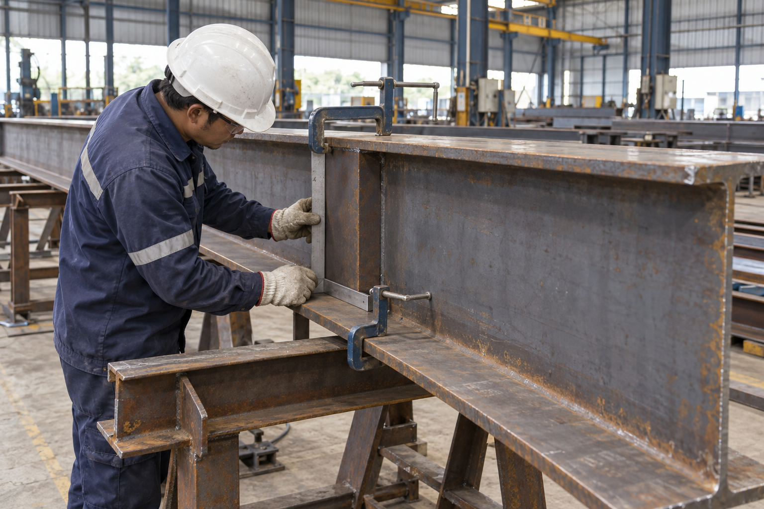 Structural steelwork fabrication associated with an industrial crane supporting system